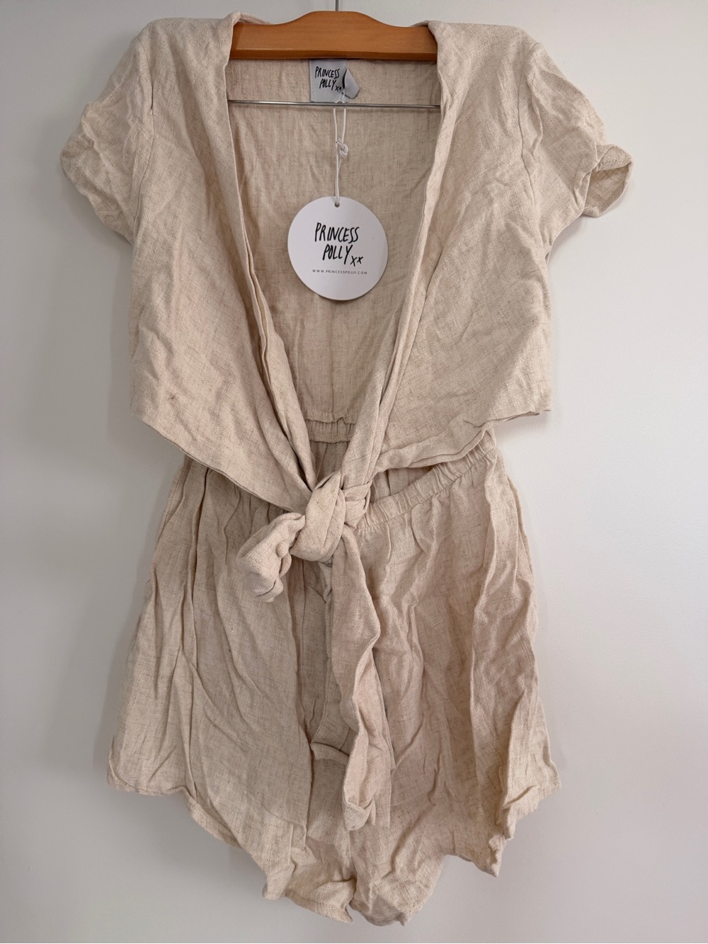 Princess Polly Tie-Front Linen Dress